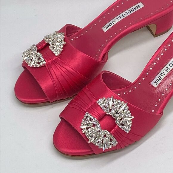 Manolo Blahnik Prinap 50MM Satin Mules - Picture 8 of 15